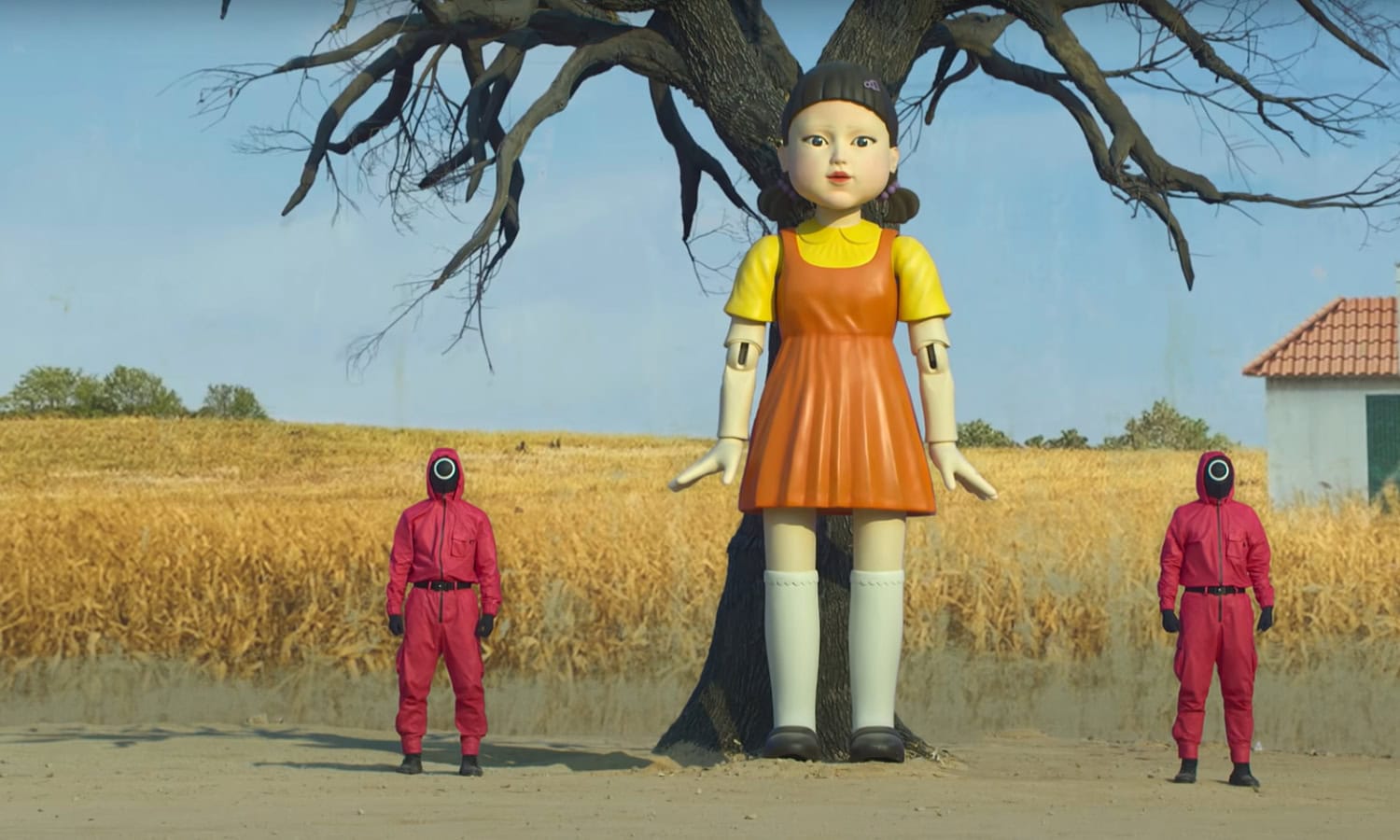 Squid Game -sarjassa liikennevalopelin pelinjohtajana nähdään jättikokoinen nukke.