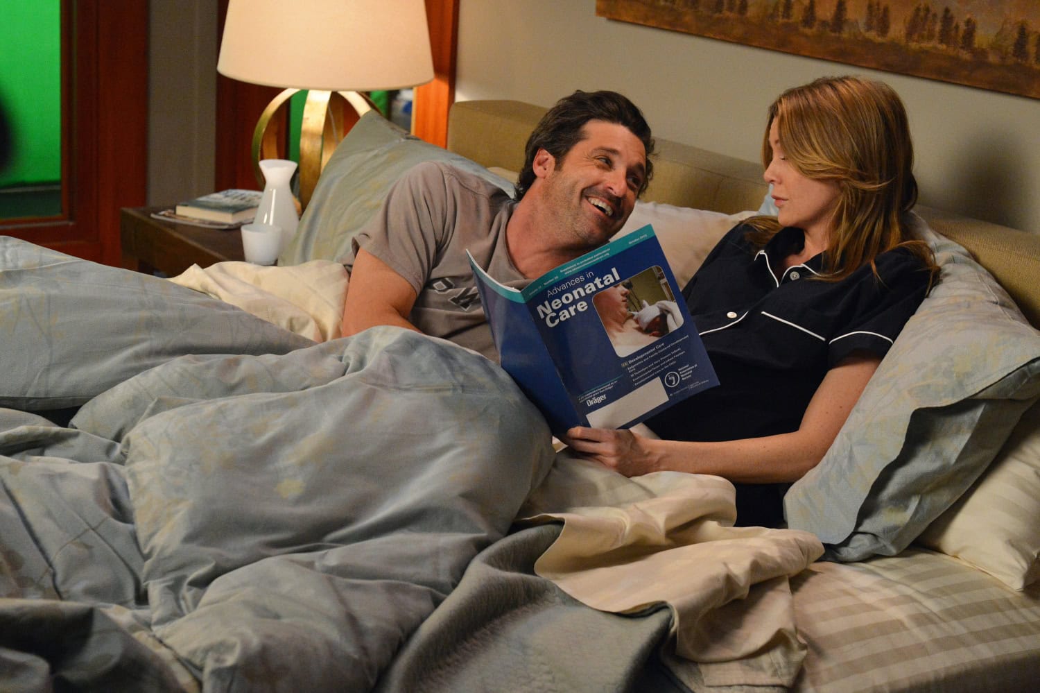 Patrick Dempsey ja Ellen Pompeo Greyn Anatomian kuvauksissa.