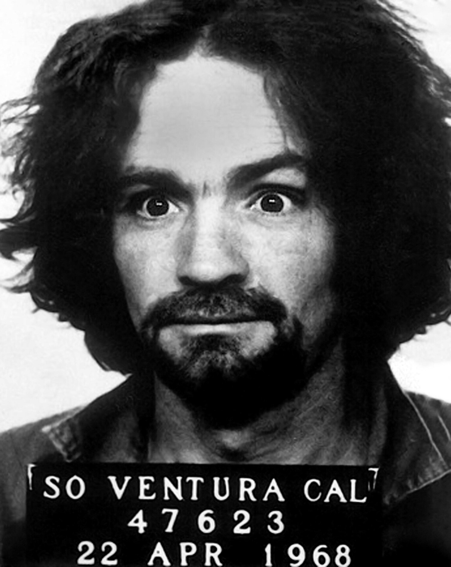 Charles Mansonin pidätyskuva vuodelta 1968.