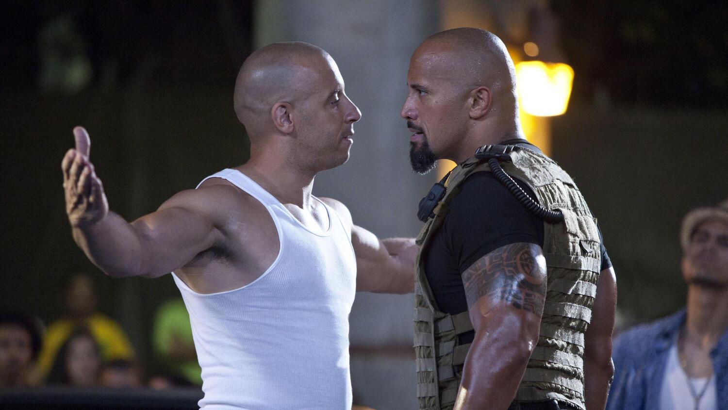 Vin Diesel ja Dwayne Johnson Fast & Furious -elokuvasarjassa.