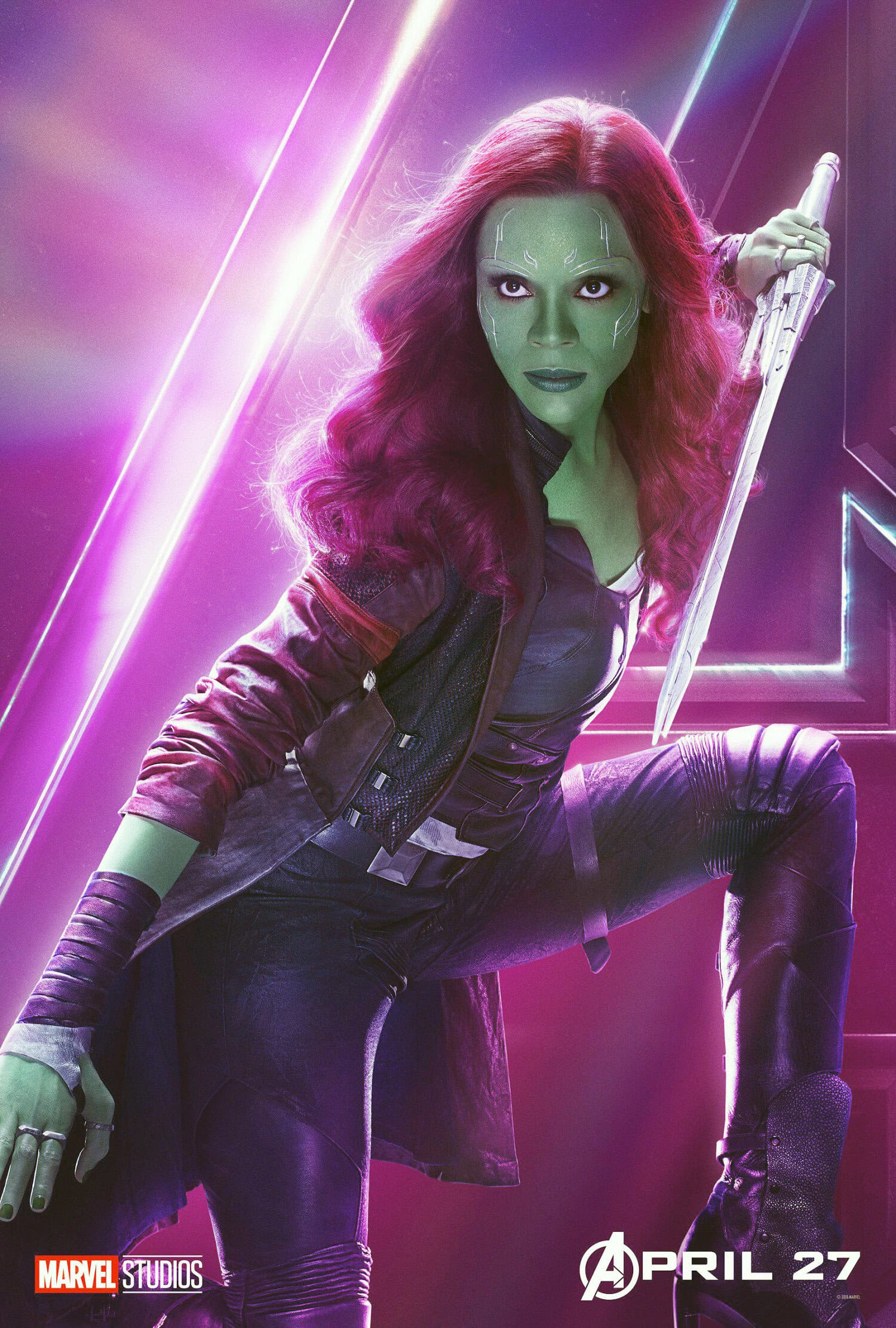 Saldanan esittämä Gamora-hahmo Marvel-universumissa.