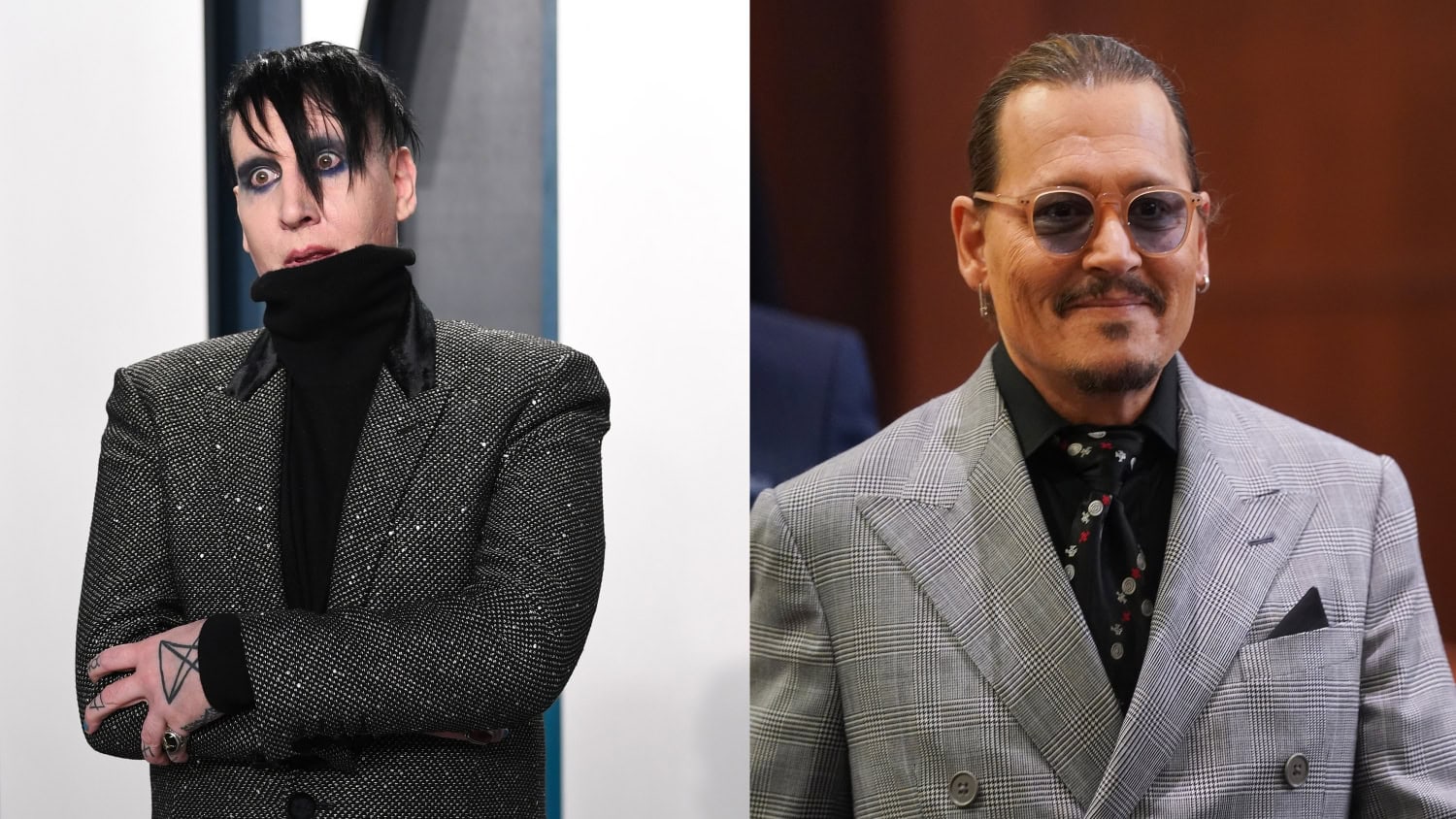 Ystävykset Marilyn Manson (vas.) ja Johnny Depp (oik.) olivat viestitelleet keskenään vitsaillen Amber Heardistä.