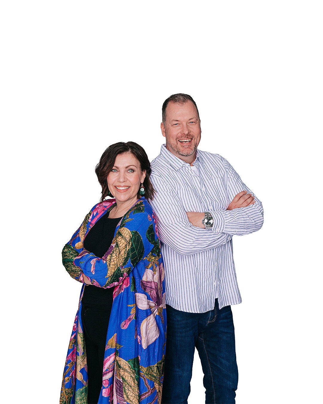 Anna Hanski saa juontoparikseen Arttu Harkin.