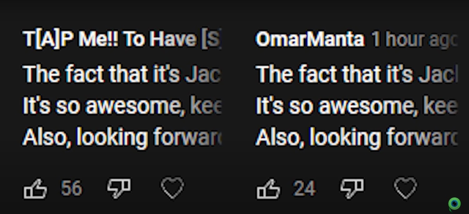 Jacksepticeye jakoi videollaan esimerkkejä kohtaamistaan roskapostitileistä, jotka kopioivat fanien kommentteja saadakseen näkyvyyttä.