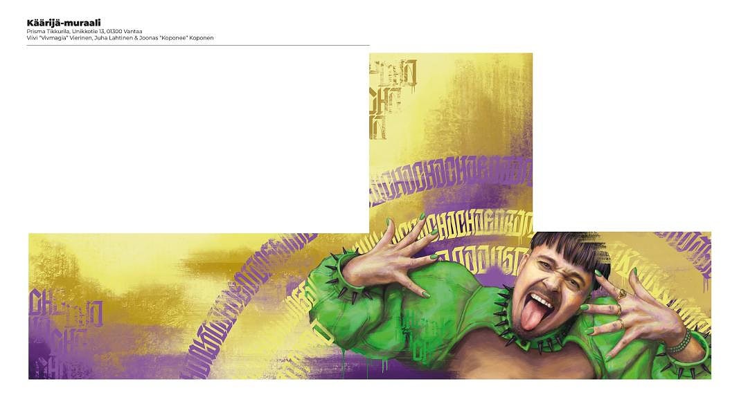 Tällainen muraali maalataan Käärijän kunniaksi.