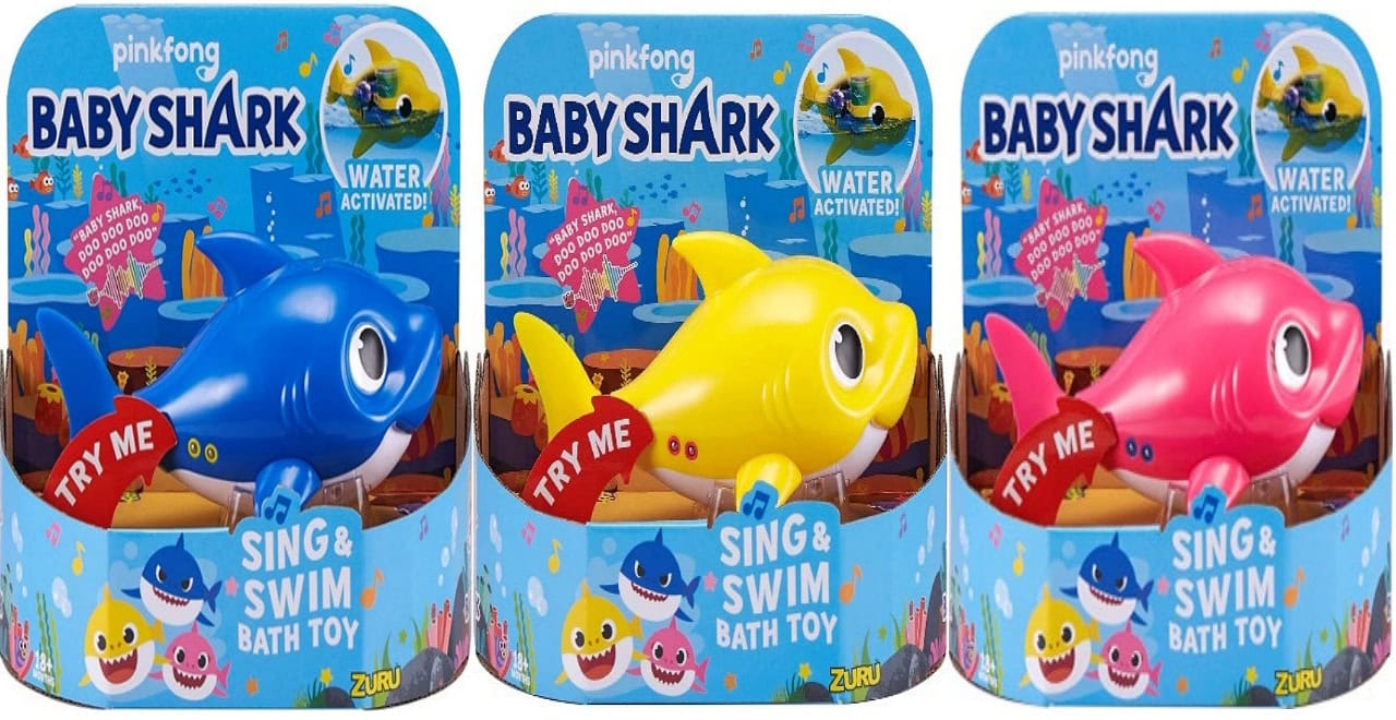 Kylpylelu, Robo Alive Junior Robotic Baby Shark Sing and Swim Bath Toy (muovisella yläevällä).