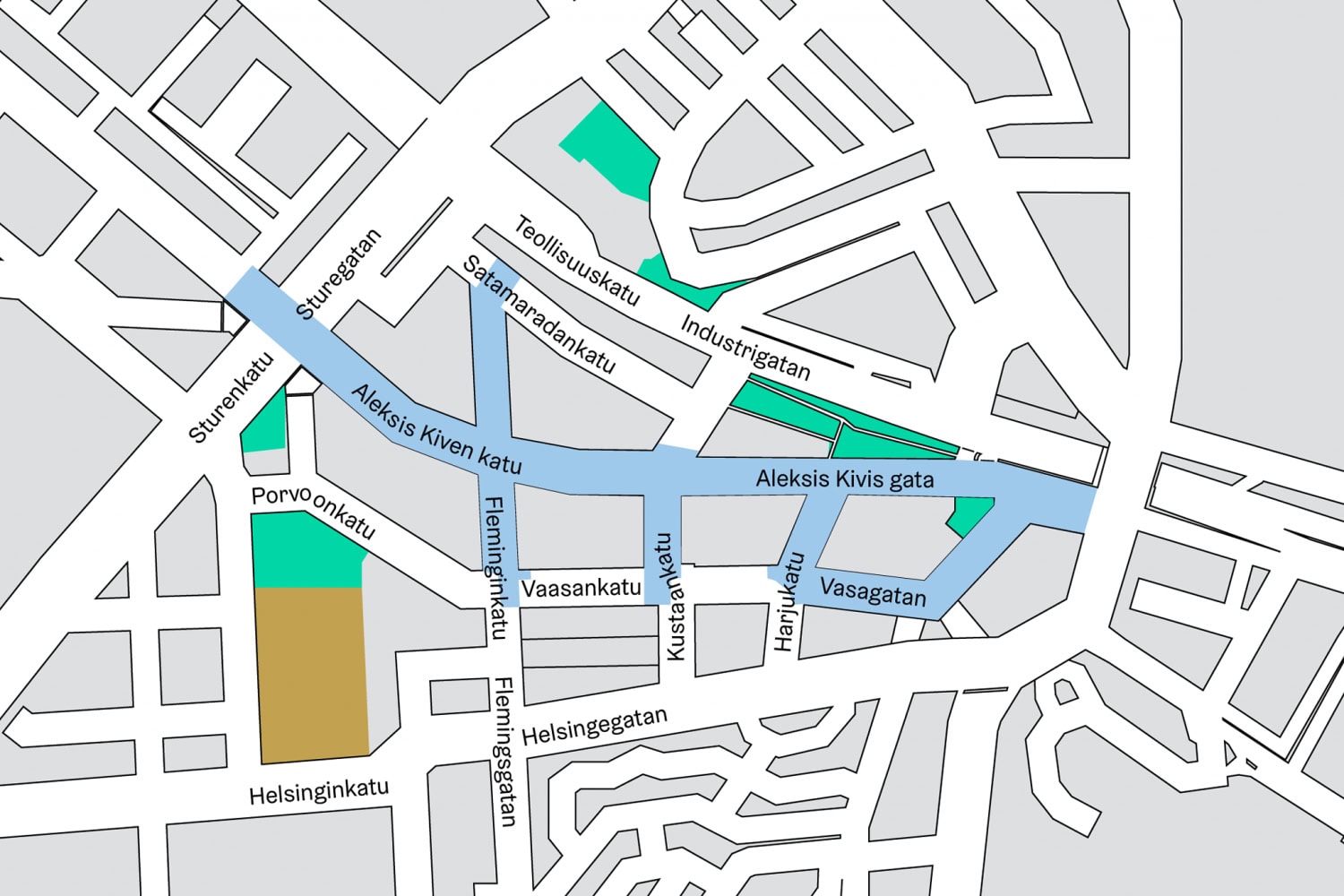 Kartta havainnollistaa remonttiin menevää aluetta.