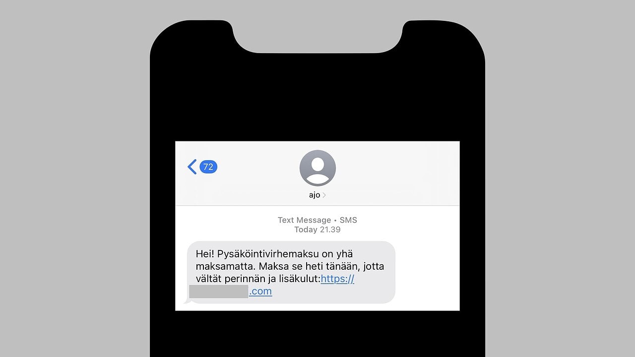 Tältä viesti näyttää.