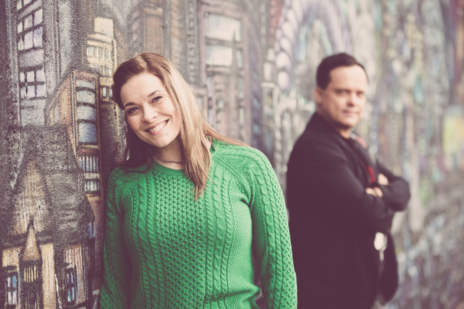 Iskelmän Aamuklubia juontajat Pauliina Puurila ja Mikko Siltala.