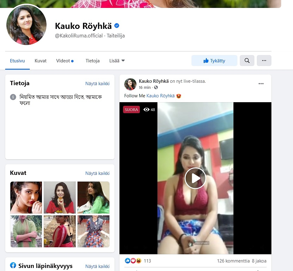 Kauko Röyhkän sivun on vallannut intialainen nainen.