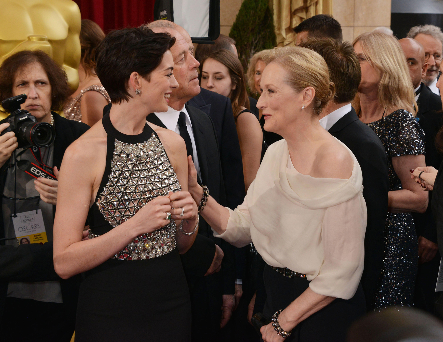 Hathaway ja Streep vuoden 2014 Oscar-gaalassa.