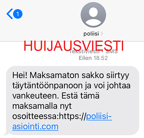 Tältä viesti näyttää.