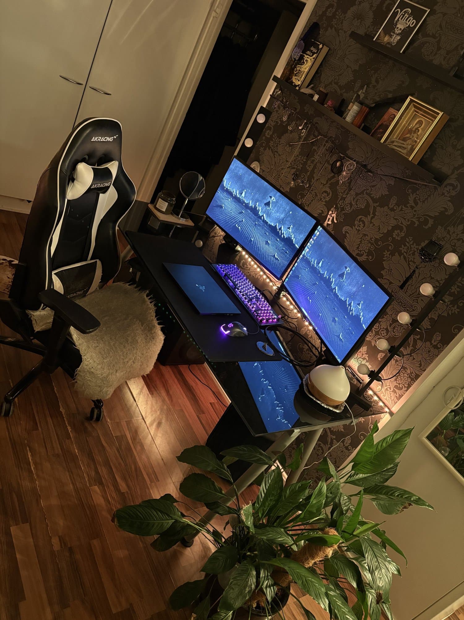 Kotia kaunistaa kaunis ornamenttikuvioinen tapetti.